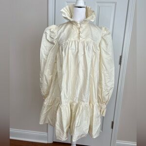 Avavav Firenze Cream  Ruffled Mini Babydoll Dress